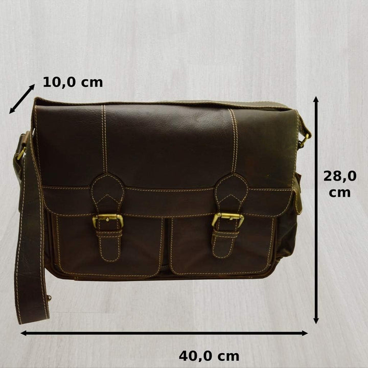 flevado Büffelleder Aktentasche Lehrertasche Unisex geöltes Leder Hochwertig braun