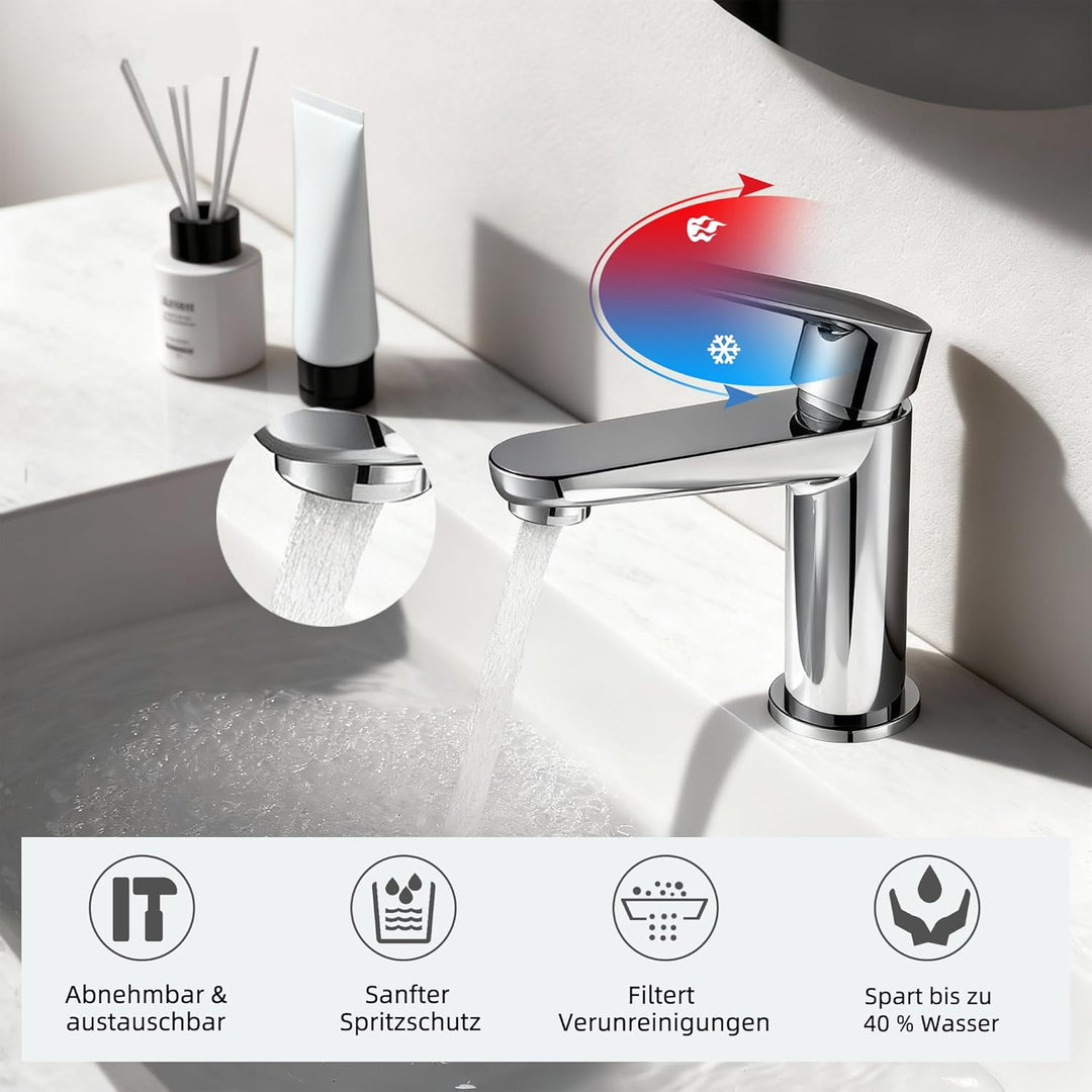 BELZ Wasserhahn Bad, Einhebel-badarmatur, Armatur Badezimmer, Mischbatterie Bad, Höhe 85 mm, Energie