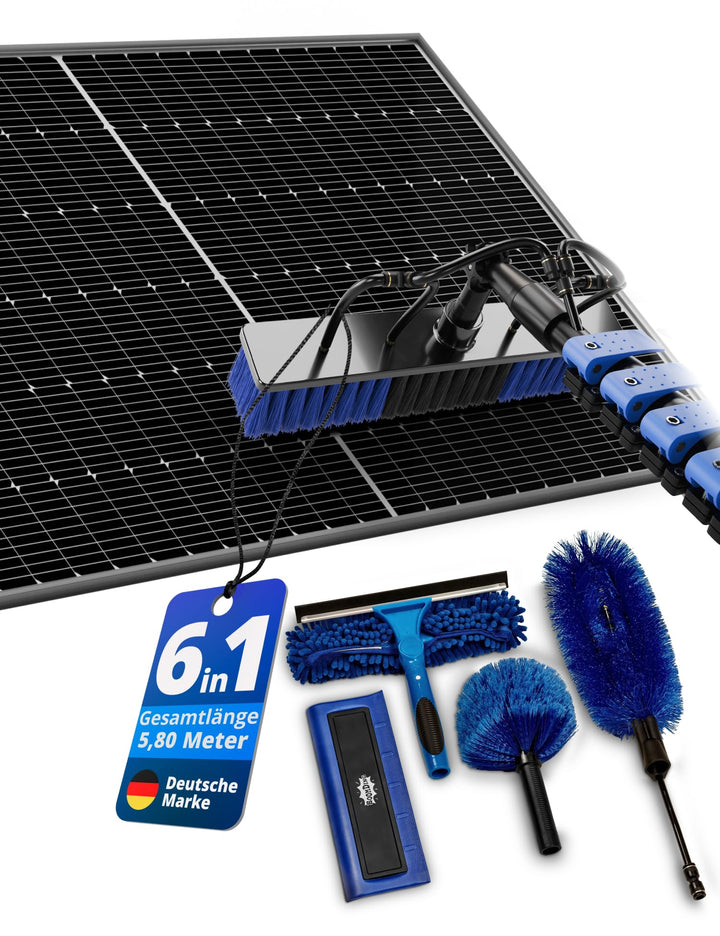 BoomDing Teleskop Waschbürste mit Photovoltaik Schneeschieber – 5,8m – All-in-One Reinigungsset mit