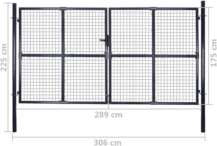 Tidyard Gartentor Gartentür Zauntor Zauntür mit 3 Schlüssel, aus Verzinkter Stahl, Grün, 289 x 175 c