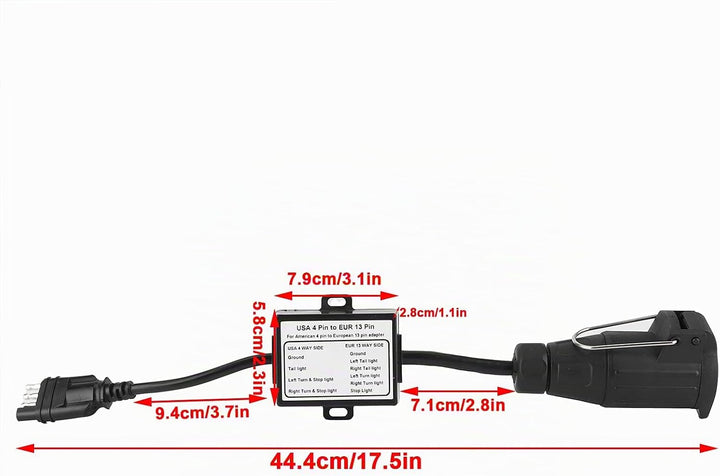 Trailer Connector US, Plug to EU 13 Pin Portable 4 Pin Flat Light Circuit Wiring Converter