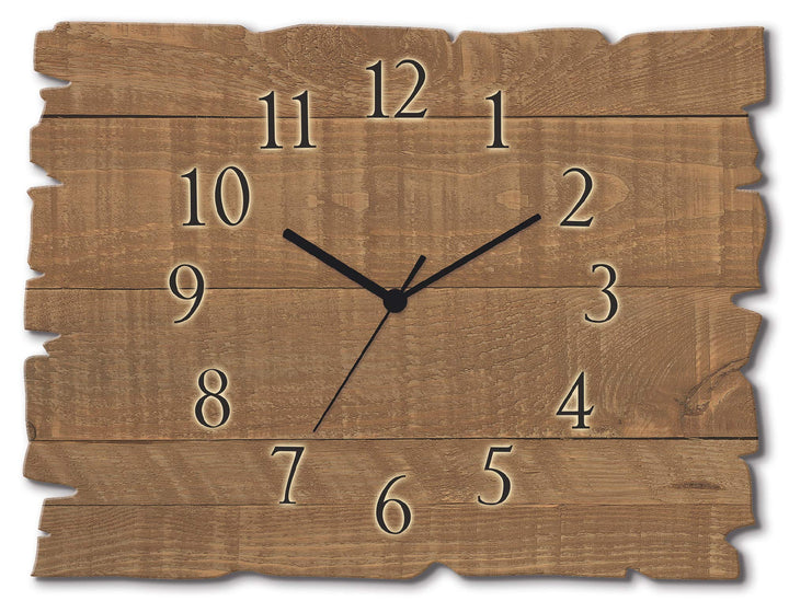 ARTLAND Wanduhr ohne Tickgeräusche aus Holz Funk Uhr lautlos 40x30 cm Rechteckig Muster Rustikal Lan