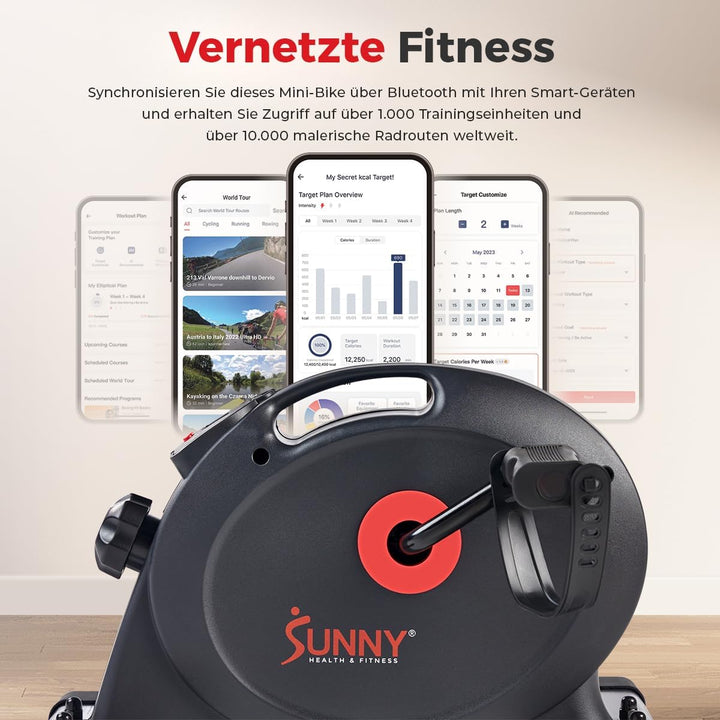 Sunny Health & Fitness Smart-Heimtrainer, Untertisch-Mini-Pedaltrainer mit Doppelfunktion für Senior
