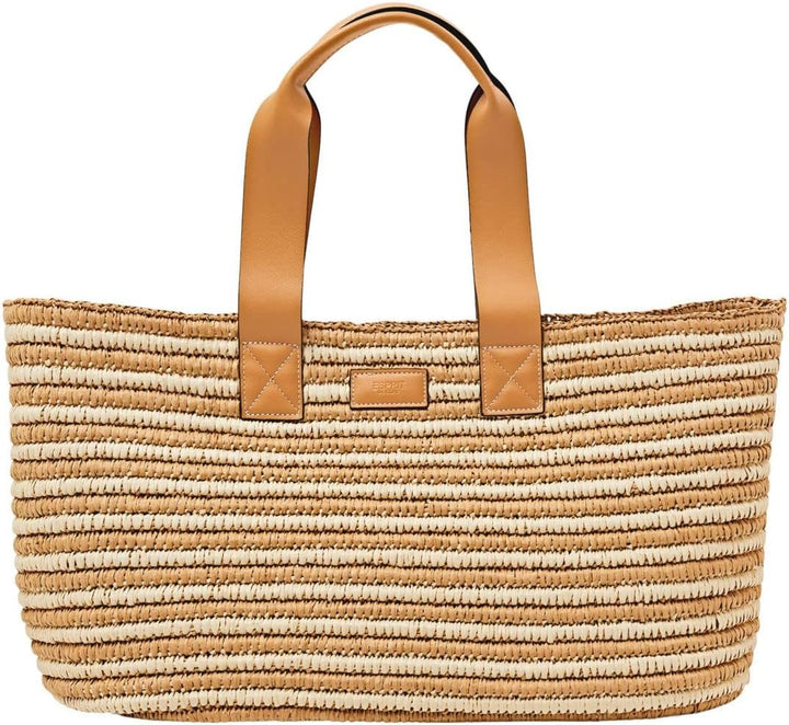 ESPRIT Basttasche mit Details in Lederoptik Camel, Camel