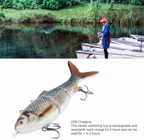 LED Angelköder, USB Wiederaufladbar, Elektronischer Swimbait-Hartköder, Mehrgliedrig, für Barsch, Fo