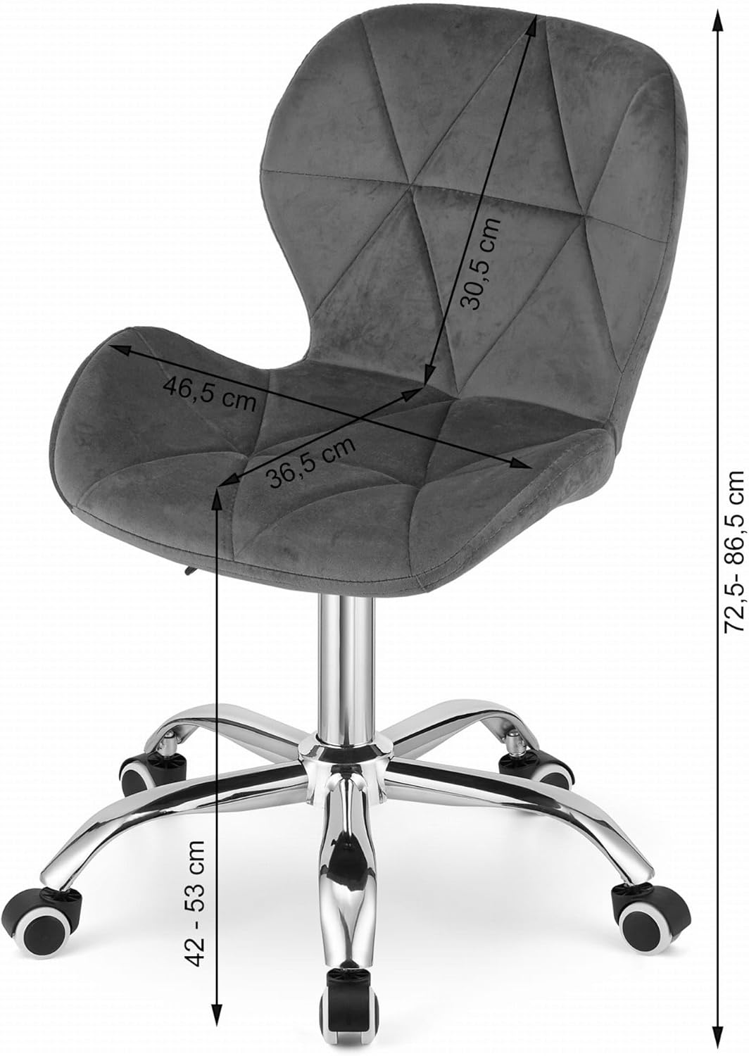NMK HOME Drehstuhl mit Rollen - Höhenverstellbar Polsterstuhl - Home Office Samt Stuhl mit Geometris