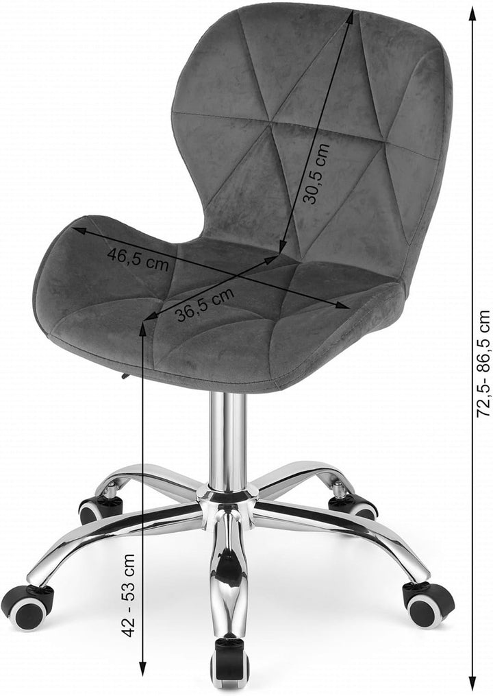 NMK HOME Drehstuhl mit Rollen - Höhenverstellbar Polsterstuhl - Home Office Samt Stuhl mit Geometris