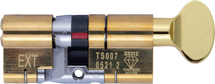 Yale B-YS3-3535BT Schliesszylinder mit 3 Sternen, hohe Sicherheit, (70 mm), Messing-Finish, 35:35 (7