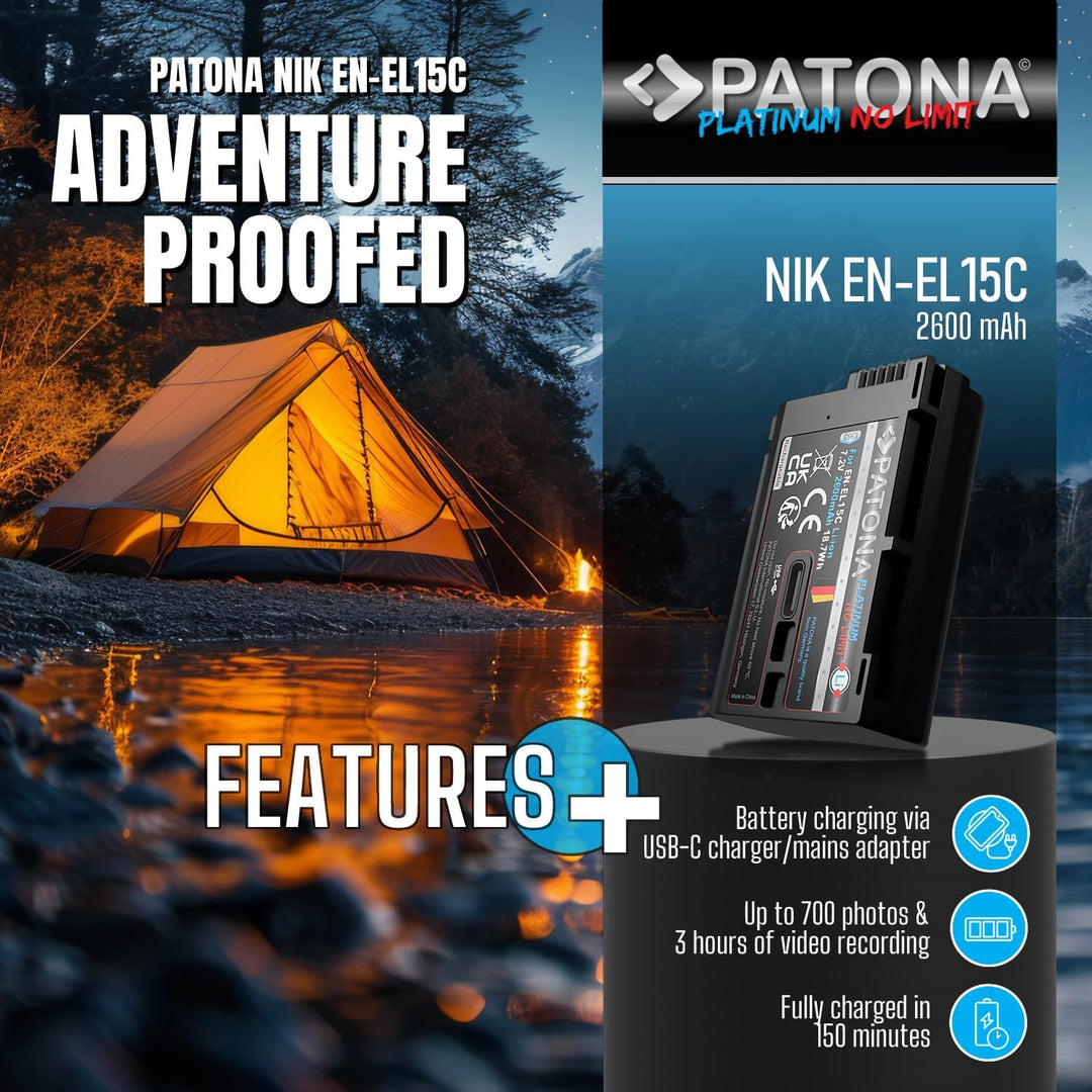 PATONA Platinum EN-EL15c USB Kamera Akku (2600 mAh) mit direkt USB Eingang (USB-c) 1363 - Kompatibel