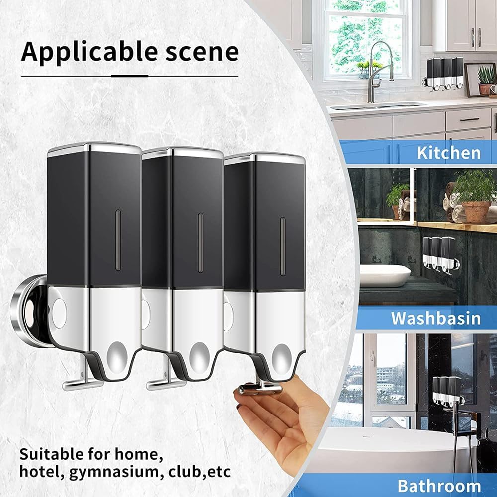 No Drill Manueller Presskopf an der Wand befestigter Seifenspender, Dusch- und Lotionspender für Zuh