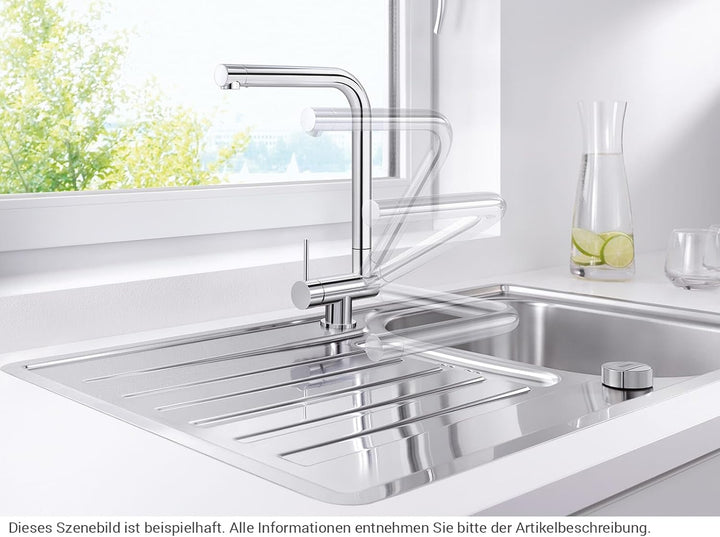 BLANCO LARESSA-F Hebel Links | Küchenarmatur in chrom | Hochdruck | Vorfensterarmatur zur Montage vo