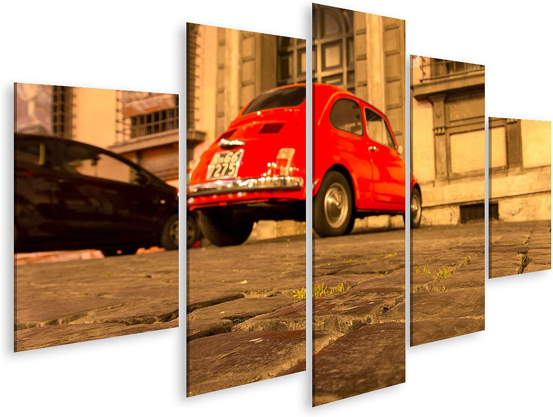 islandburner Bild auf Leinwand ROM Italien 10. Mai 2016: Alte Strassen von Rom mit FIAT 500 Bilder W
