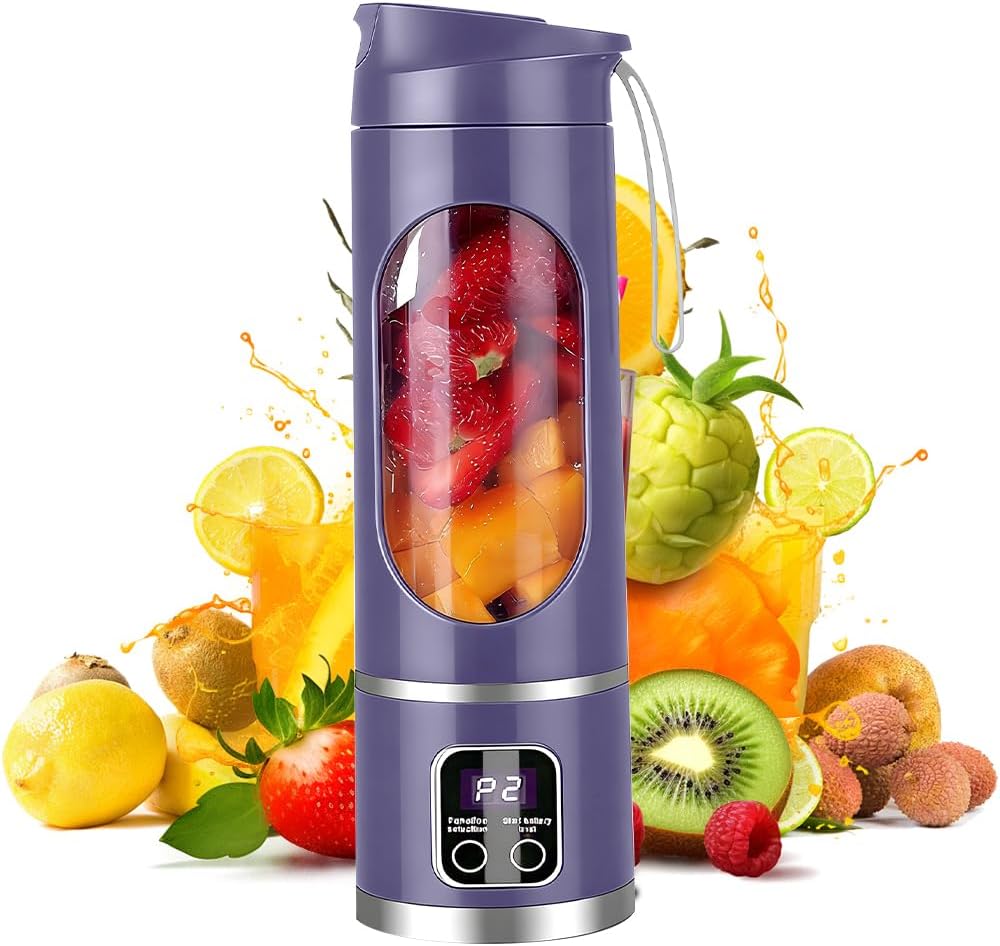 Tragbarer Mixer Smoothie Maker To Go, SGZIOO 450 ML Portable Blender, 12 Klingen, Kleiner Mixer mit
