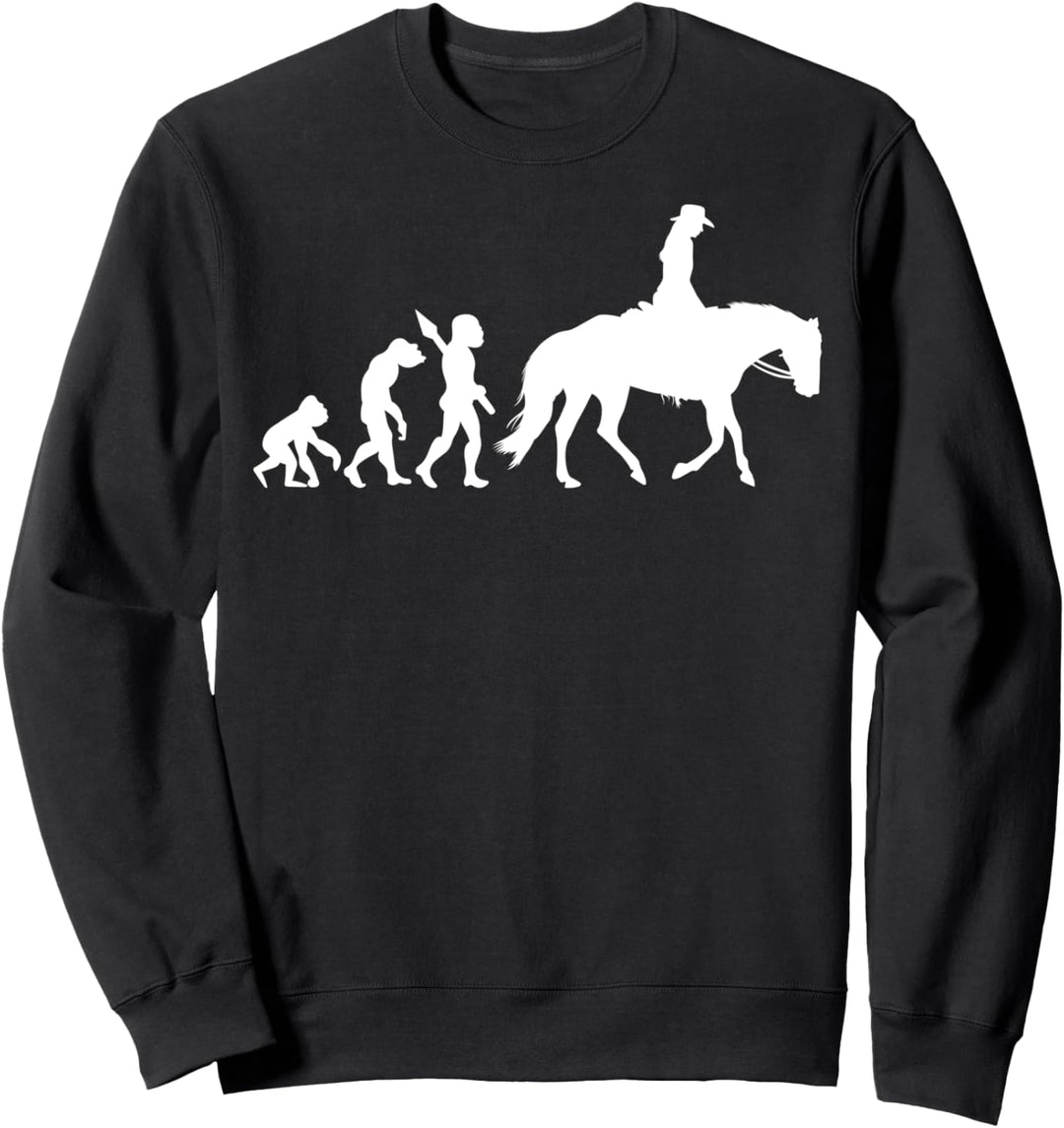 Westernreiten Westernreiterin Lustig Fun Evolution Reiterin Sweatshirt