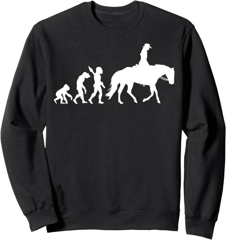 Westernreiten Westernreiterin Lustig Fun Evolution Reiterin Sweatshirt