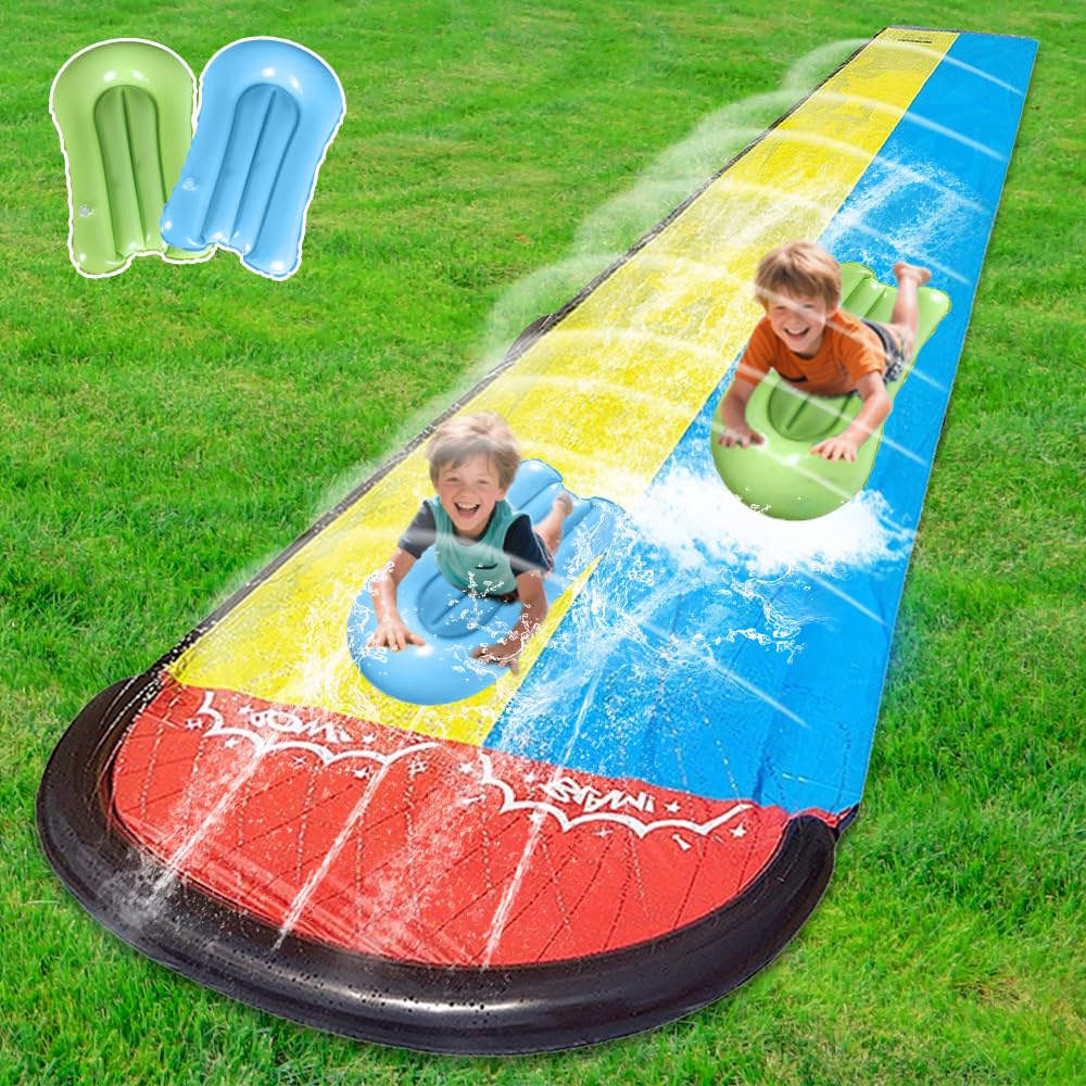 240x55in/610cm Wasserrutsche Garten für Kinder, Wasserrutsche Kinder Draussen mit 2 Bodyboard, Riesi