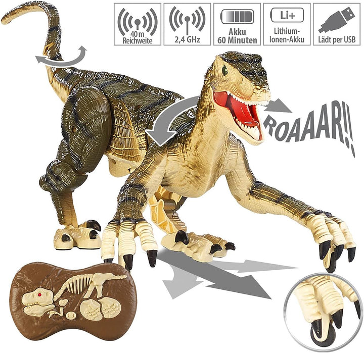 Playtastic Ferngesteuerter Dino: Ferngesteuerter XL-Dinosaurier mit Soundeffekten, 2,4 GHz, 45 cm (D