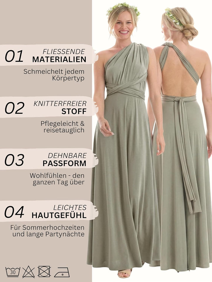 Juvell Brautjungfernkleider lang - Maxi-Kleid - Infinity-Abendkleid - Multiway-Wickelkleid - Abendkl