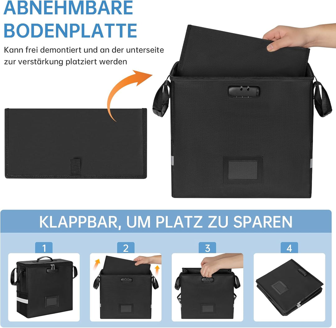 Feuerfeste Vinyl-Schallplatten-Aufbewahrungsbox mit Schloss, wasserfeste Klappbare LP-Schallplatten-