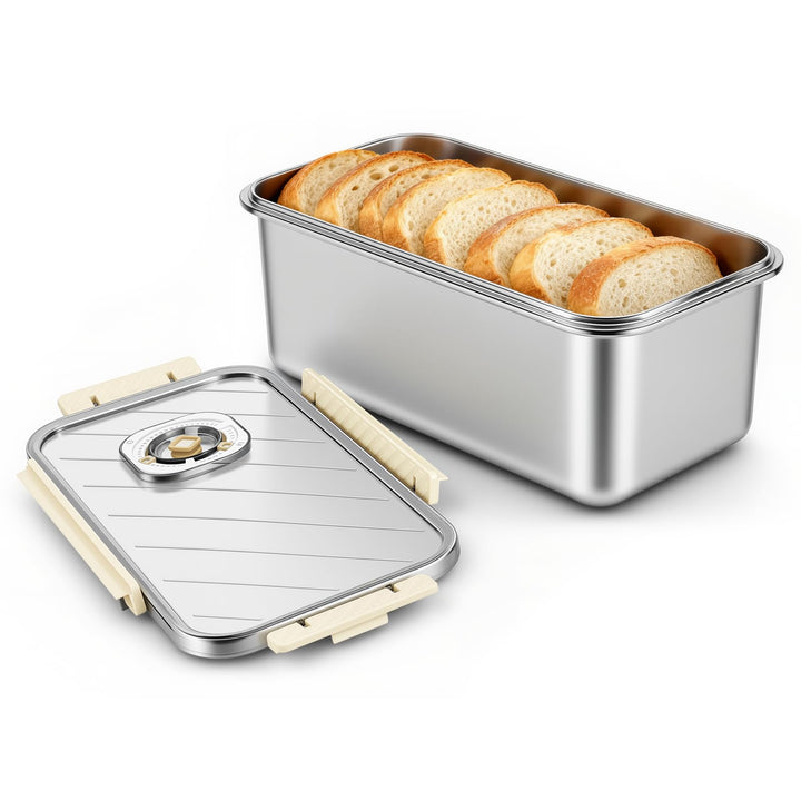 Brotkasten, Brotaufbewahrung Brotbox Küche für Frische, Brotkasten aus Edelstahl mit Zeitaufzeichnun