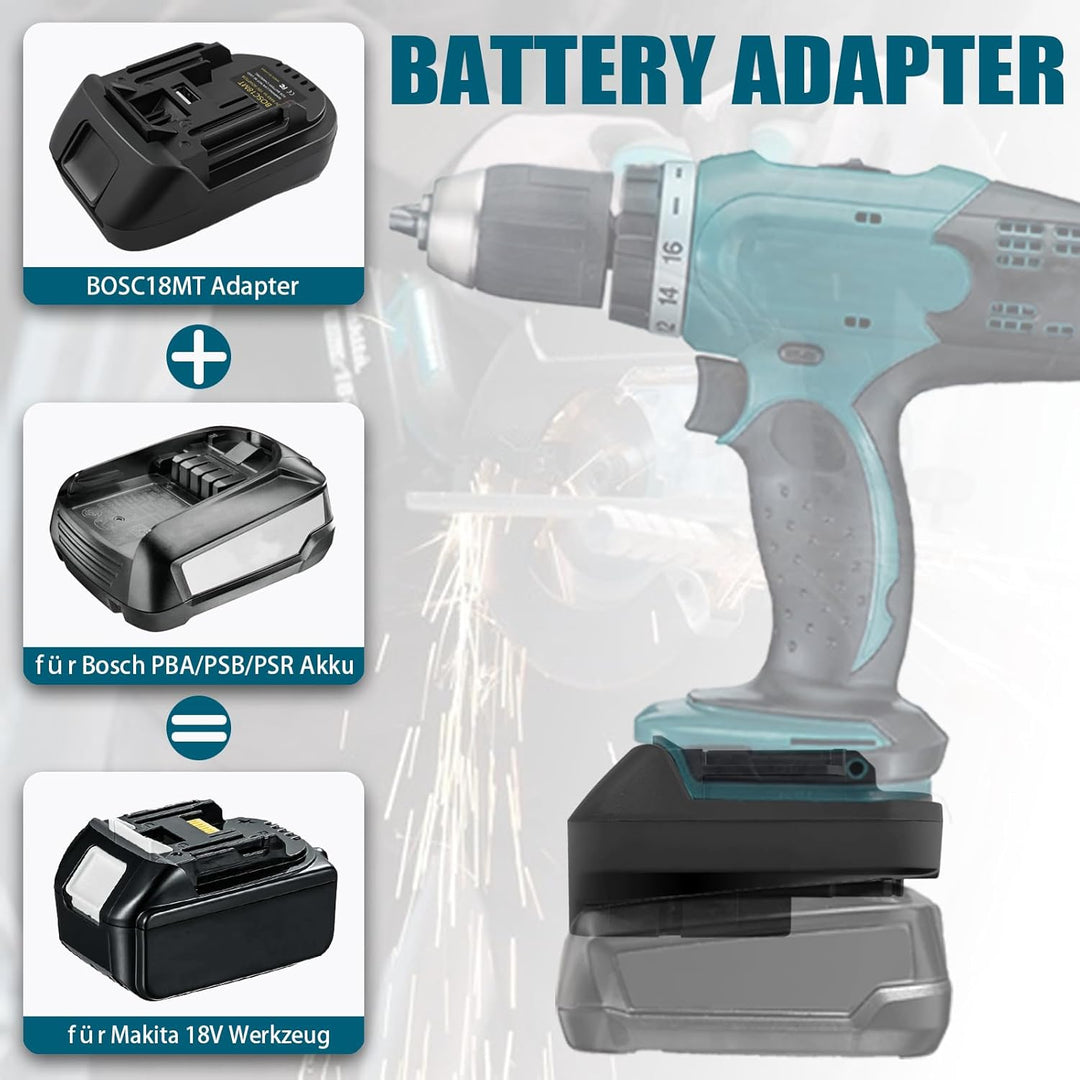 Adapter Konverter für Bosch PBA 18V Akku auf für Makita Elektrowerkzeug,BOSC18MT Batterieadapter für