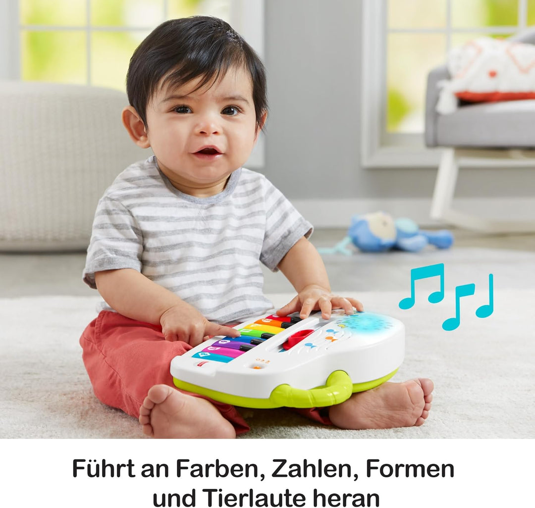 FISHER-PRICE Babys erstes Keyboard - tragbares Spielzeugklavier mit 4 Spielmöglichkeiten, Liedern, L