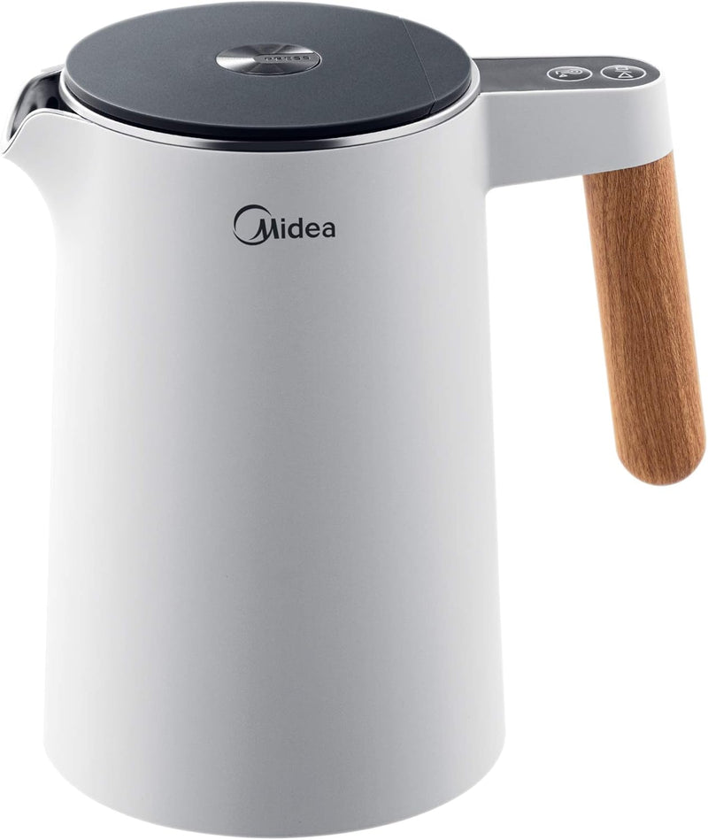 Midea Edelstahl Wasserkocher mit Temperatureinstellung, 1,5 Liter, 2200W, wasserkocher weiss, Teekoc