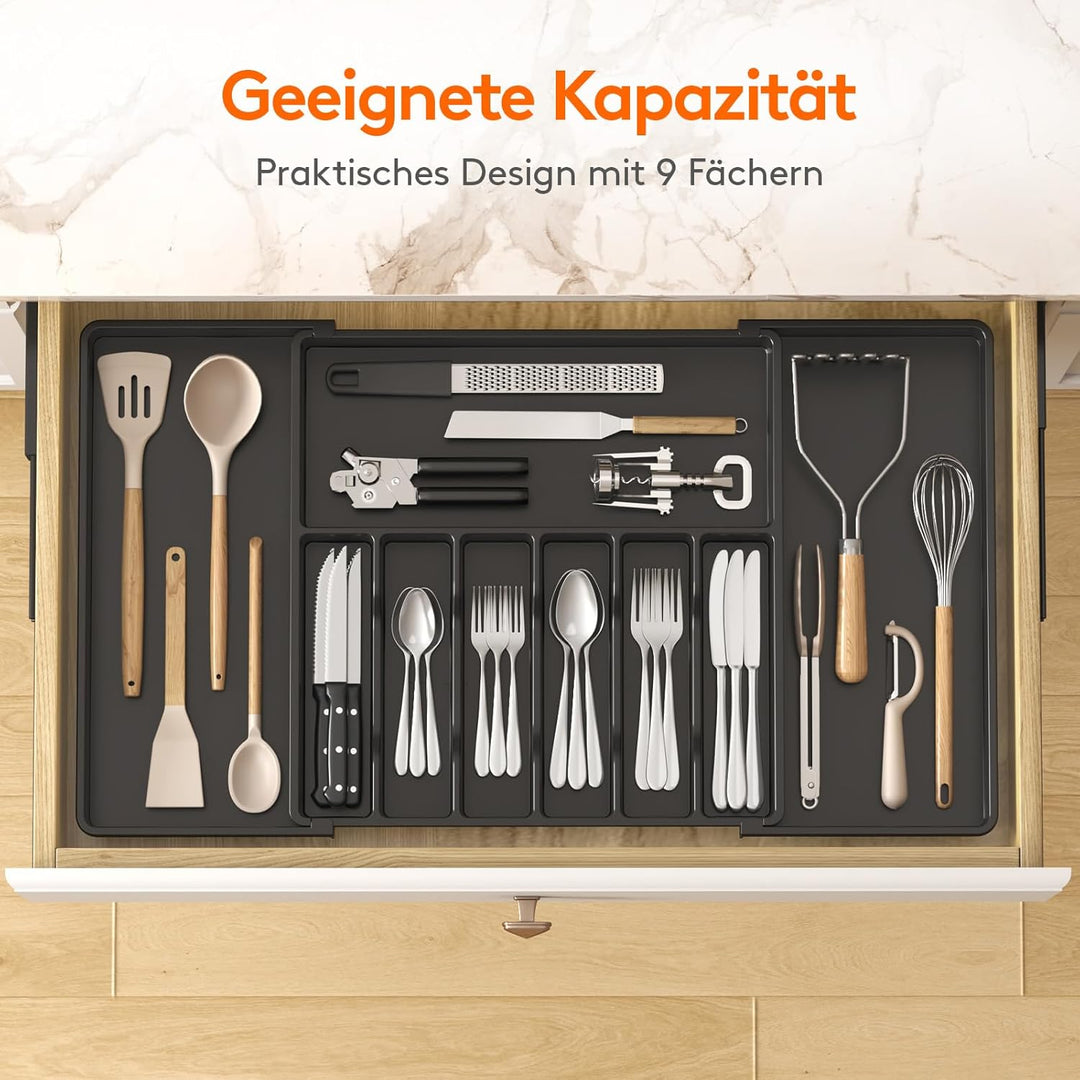 Lifewit Besteckkasten für Schubladen 40 50, verstellbarer Kunststoff Organizer Küche Tiefe 47 cm, Be