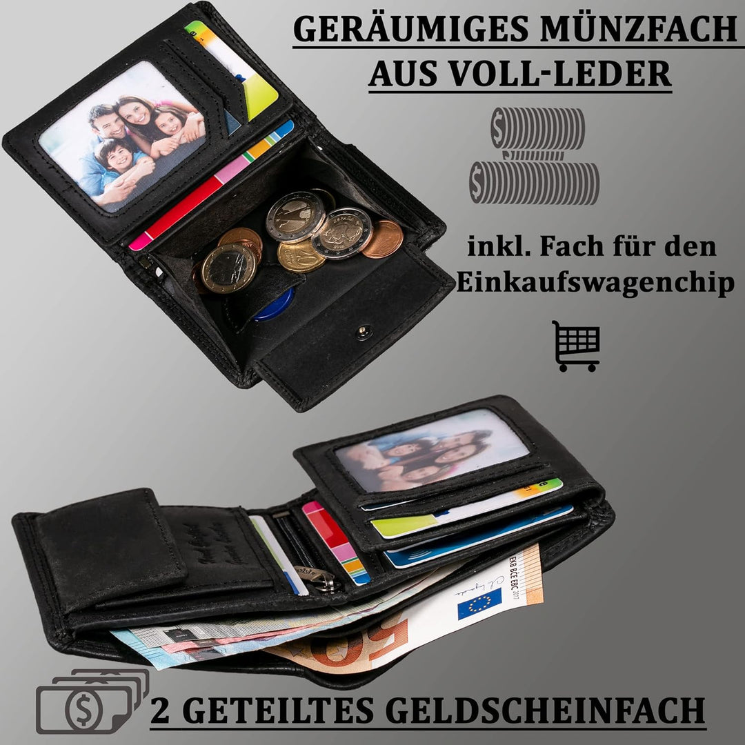 MATADOR Portmonee Herren Leder kompatibel mit Apple Airtag | Geldbeutel Portemonnaie Herren Geschenk