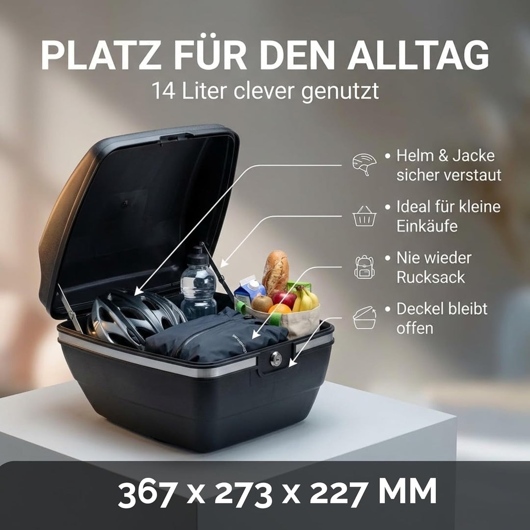 Thiru Touring-Tresor Fahrradkoffer 14L - abschliessbar & wasserdicht für Gepäckträger - diebstahlsic