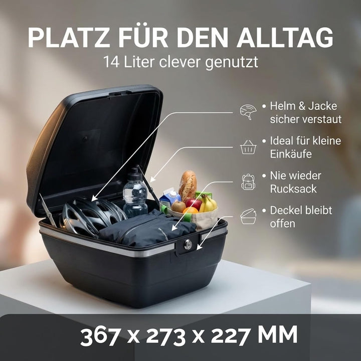 Thiru Touring-Tresor Fahrradkoffer 14L - abschliessbar & wasserdicht für Gepäckträger - diebstahlsic