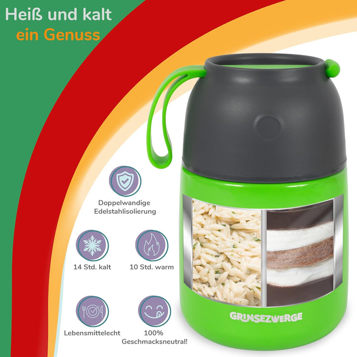 Kinder Thermobecher 500ml für Speisen und Getränke | Edelstahl Thermobehälter für Essen | Warmhalteb