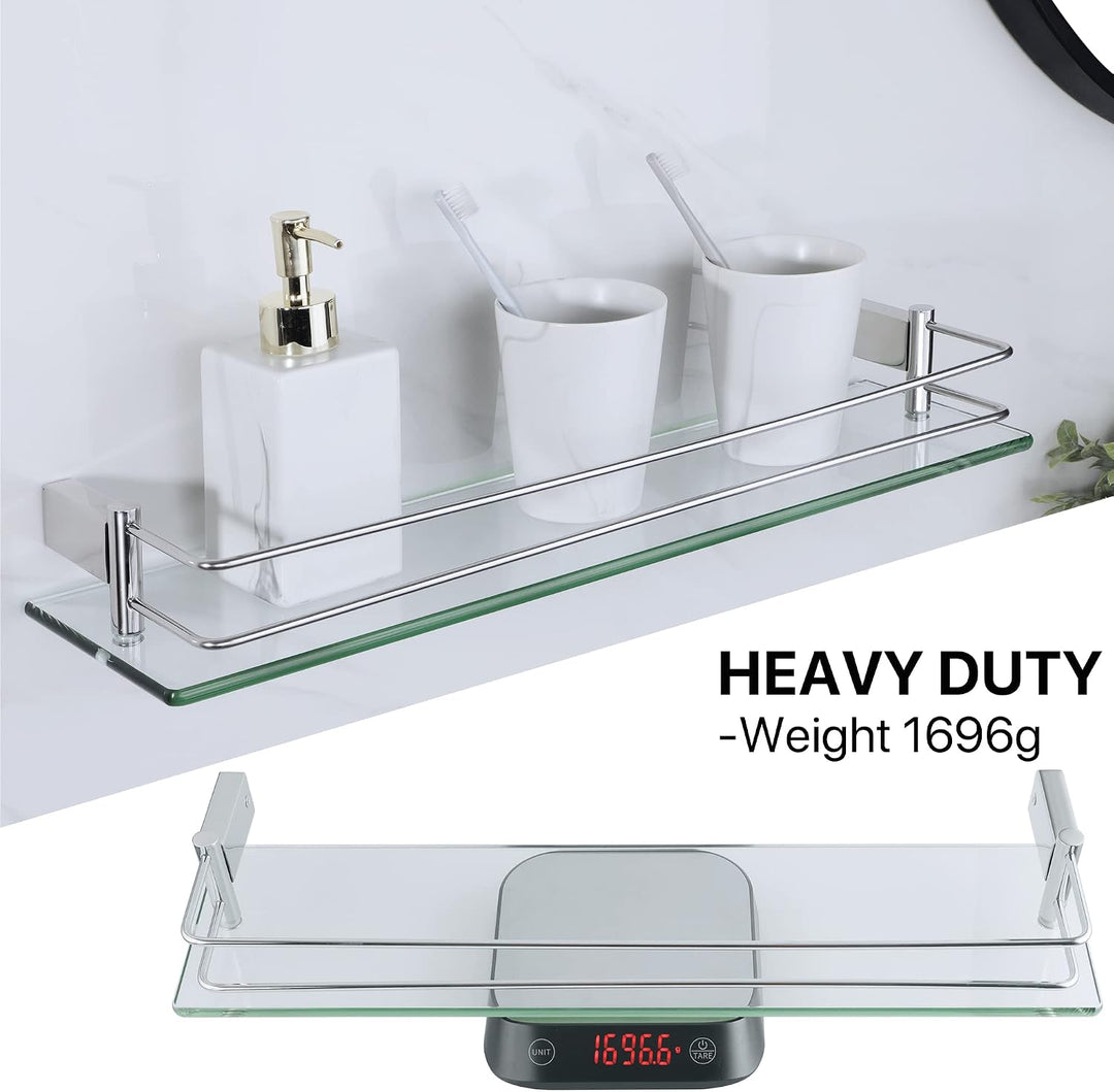 SAYAYO Duschablage Chrom Glasregal Edelstahl Duschregal Badezimmer Regal Duschkorb Shampoo Halterung