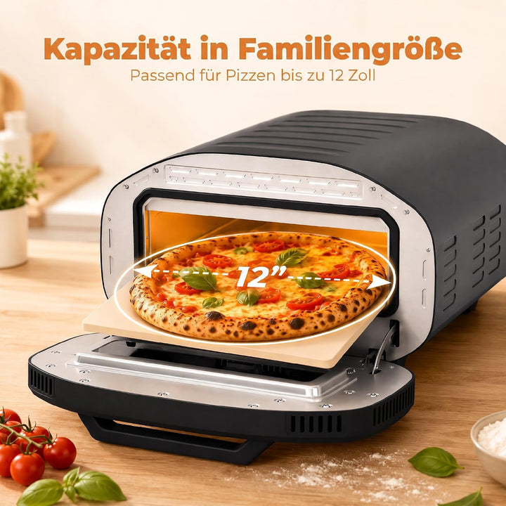 HOMCOM Pizzaofen Elektrisch 430 ℃ mit Pizzastein aus Keramik, 8 Programmen