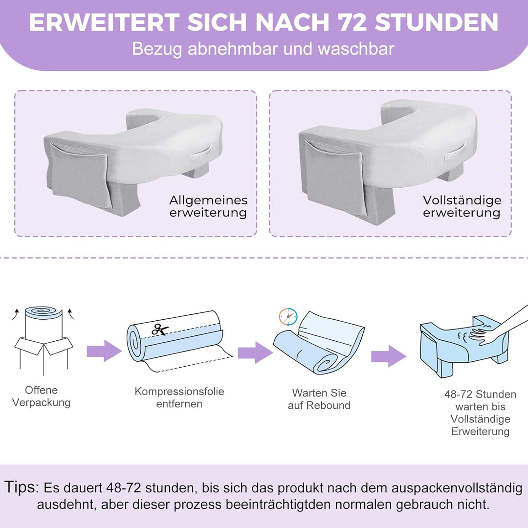 Babenest 26D Schwamm Spiel Schoss-Lesekissen, Höhe Einstellbar Bücherkissen mit Seitlichen Aufbewahr