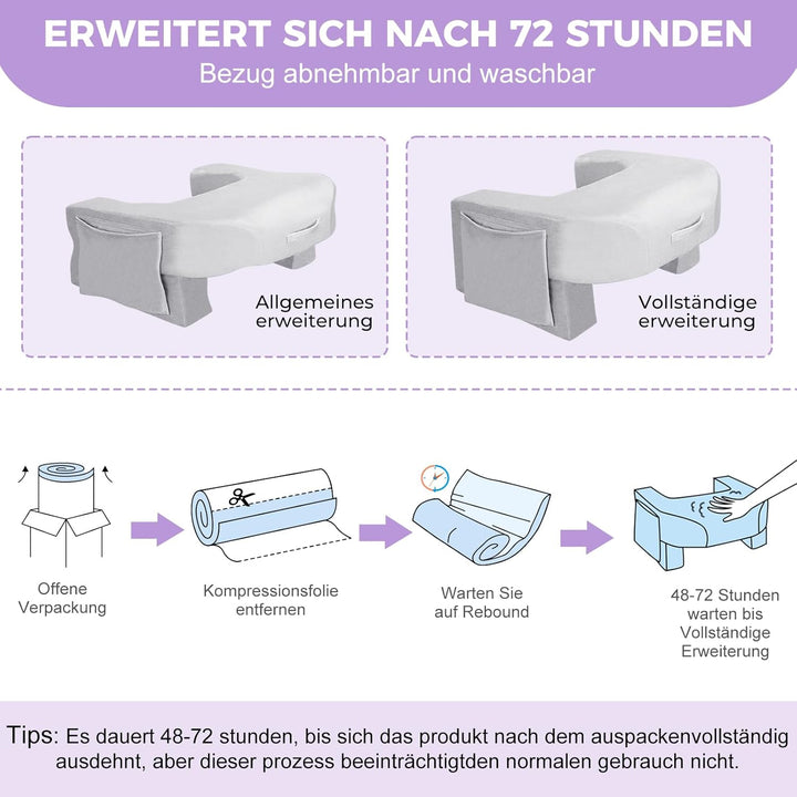 Babenest 26D Schwamm Spiel Schoss-Lesekissen, Höhe Einstellbar Bücherkissen mit Seitlichen Aufbewahr