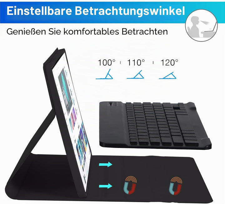 SUEEWE Tastatur Hülle für Lenovo Tab M11 11" 2024 (TB330FU), TPU Rückseite Hülle mit 3 Bereich 7 Far