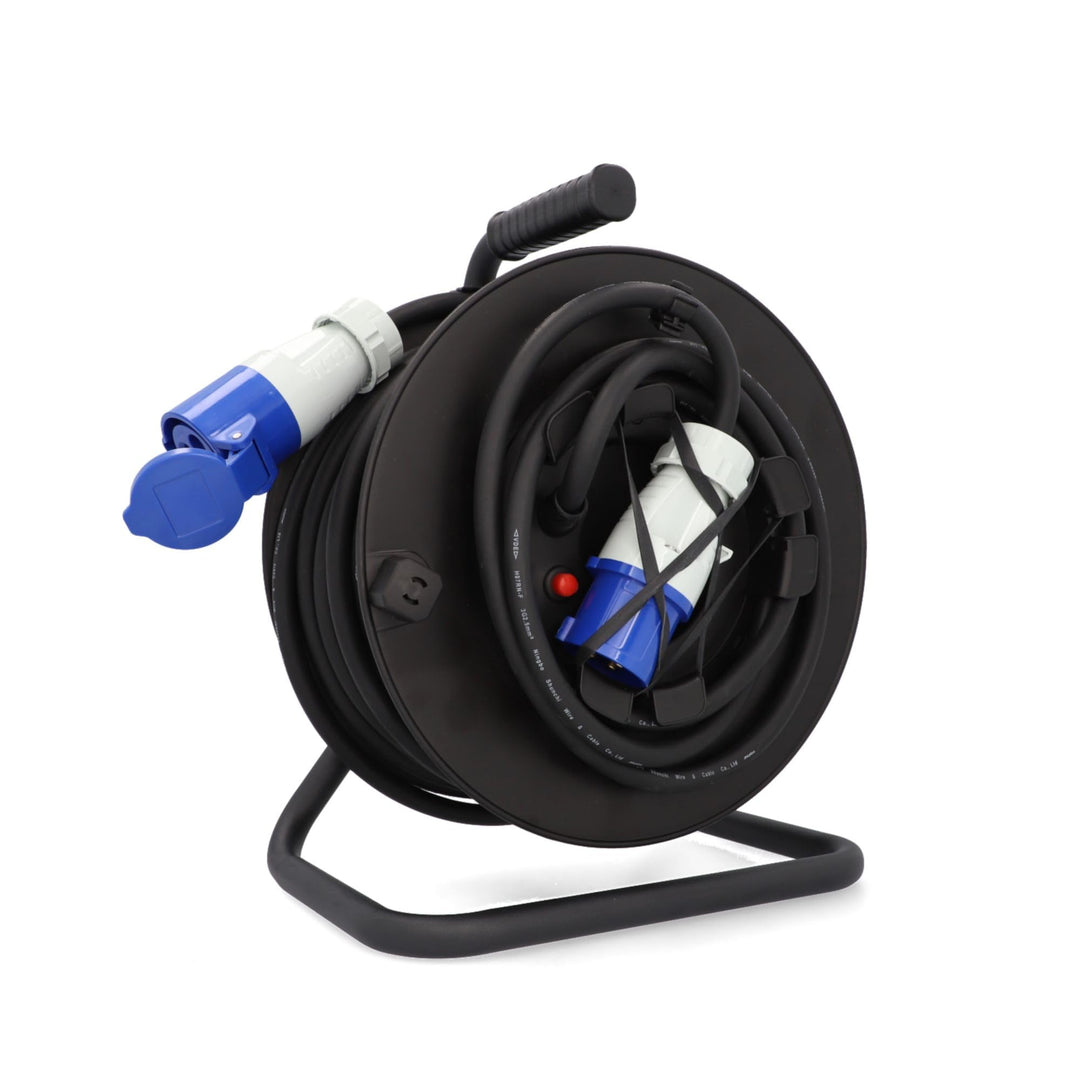 cartrend Explorer CEE Kabeltrommel mit 1 CEE-Stecker und 1 CEE-Kupplung, Verlängerungsleitung für da