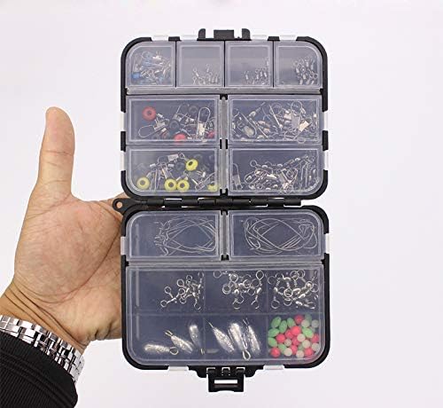 Fishing Terminal Tackle, 160 Stück Fishing Tackle Box - Angelhaken, Kurbelhaken, Bleisinker, Trigemi