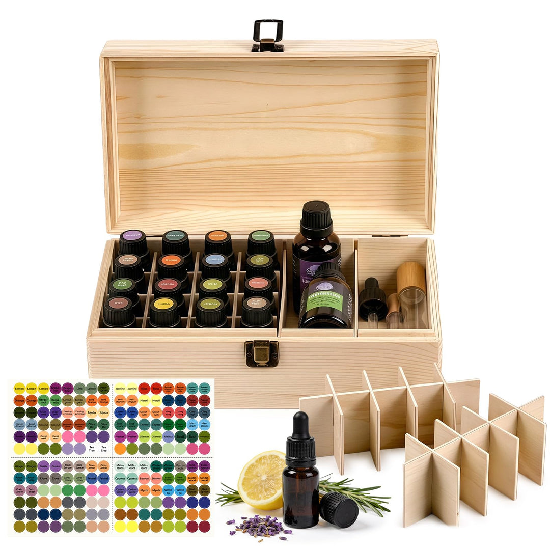 Ätherische Öle Holzbox, 36 Löcher Aromatherapie Öle Flaschen Tragbar Tragen Organisator Multifunktio