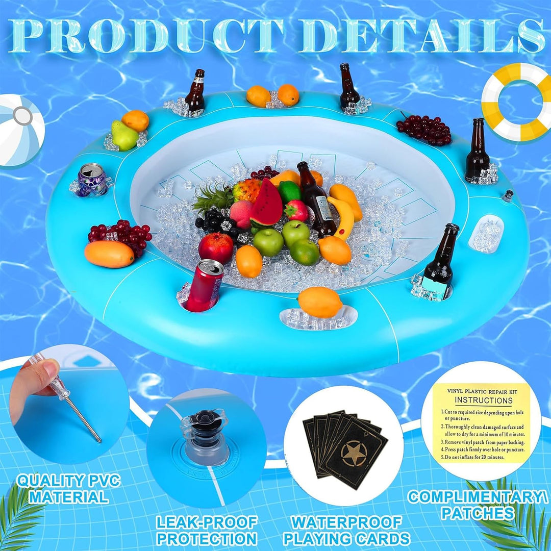 Schwimmender Spieltisch für Pool, Getränkehalter und aufblasbare Snacks | Tisch mit Getränkehalter u