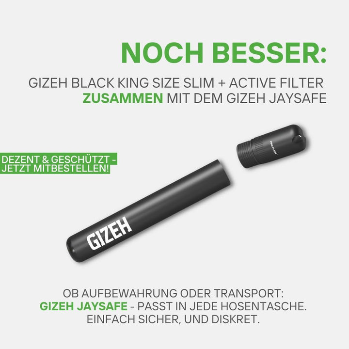 GIZEH BLACK King Size Slim + Active Filter 2-in-1-Kombi-Pack – King Size Slim Blättchen inkl. 6 mm A