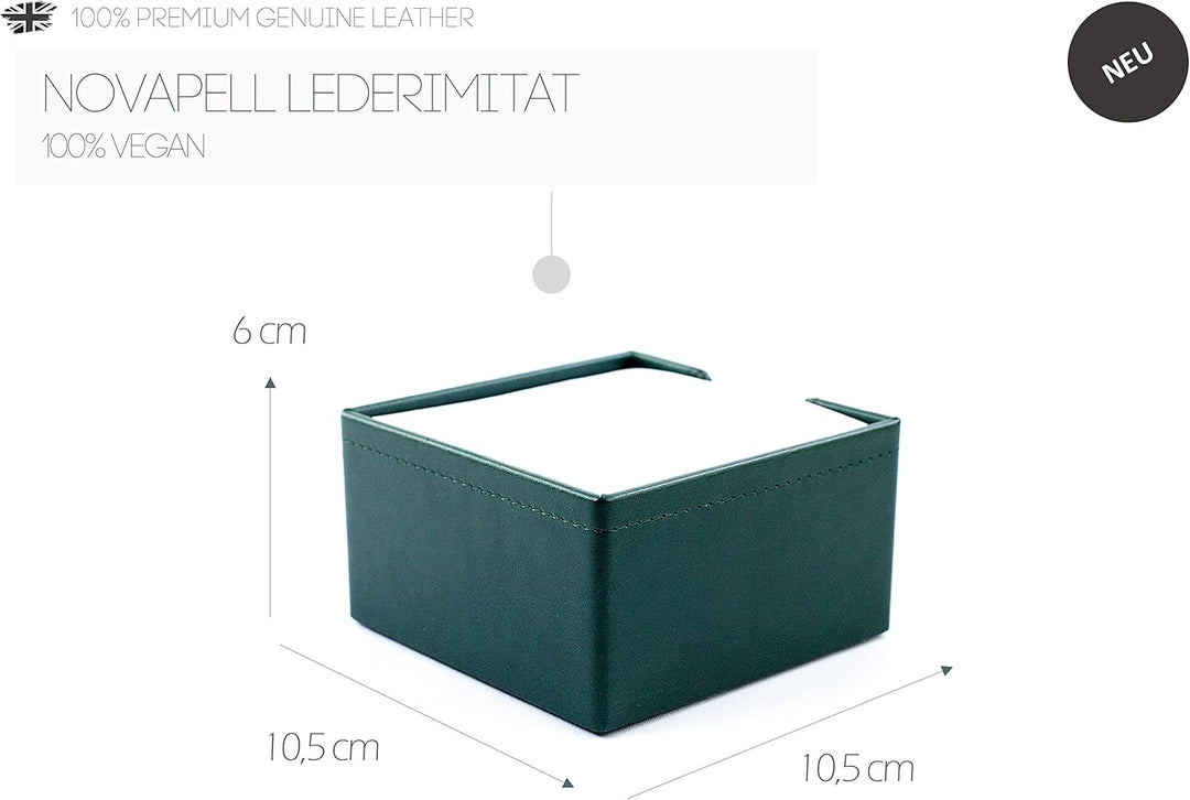 DELMON VARONE - Zettelkasten aus veganem Kunstleder Grün - Zettelbox inkl. 500 Blatt Papier - Notizz