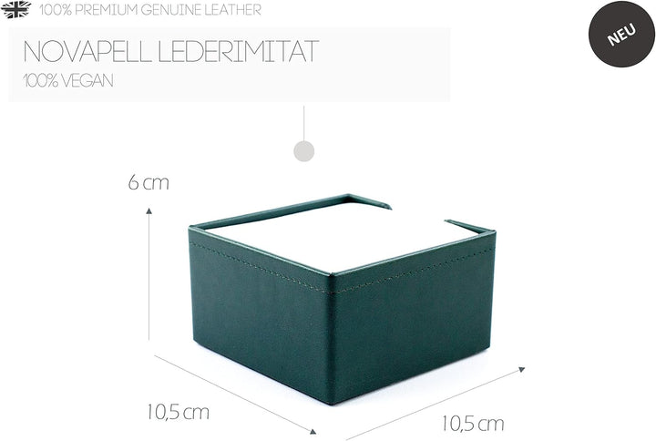 DELMON VARONE - Zettelkasten aus veganem Kunstleder Grün - Zettelbox inkl. 500 Blatt Papier - Notizz