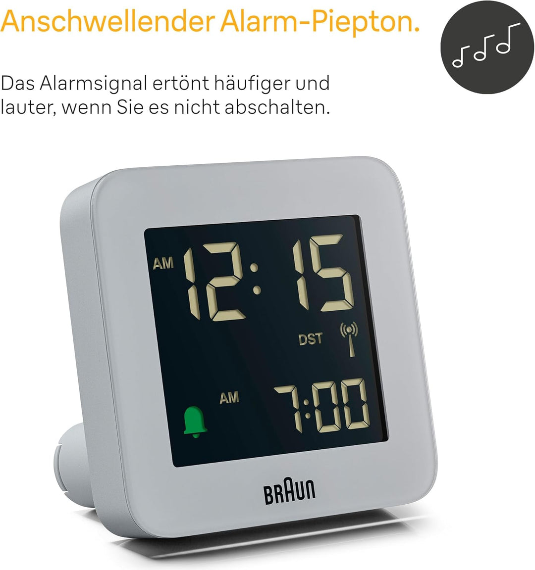 Braun Digitaler Funkwecker für die mitteleuropäische Zeitzone (DCF) mit Schlummerfunktion, LCD-Displ