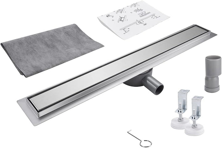 Duschrinne 60 cm Befliesbar 360 Grad Edelstahl komplettset Duschablauf Extra Flach Siphon mit Geruch