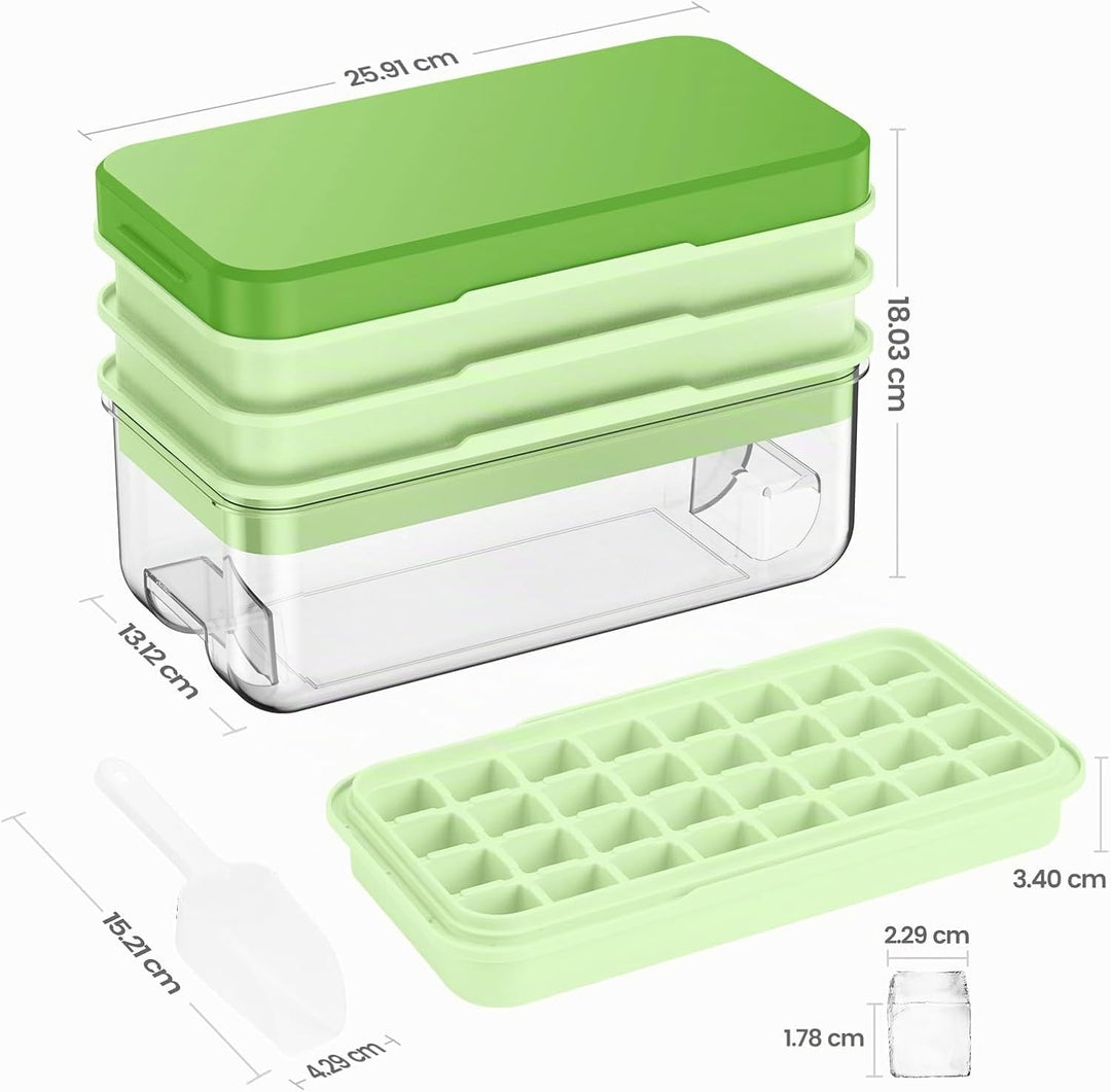 Eiswürfelform, Eiswürfelbehälter, 96 Stück Eiswürfel, Eiswürfelform Mit Deckel, Mit 3 Tablett, Einfa