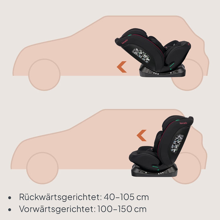 Lionelo Aart i-Size Kinderautositz Gruppe 0/1/2/3, 40-150 cm, 0-12 Jahre | Universelle Gurtmontage,