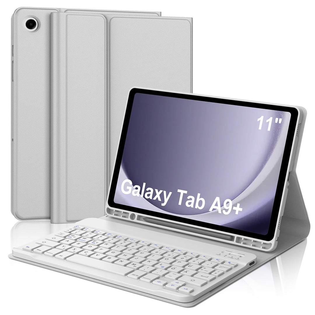 Hülle mit Tastatur für Samsung Galaxy Tab A9+ 11" (2023, SM-X210/X215/X216), Deutsch QWERTZ Keyboard
