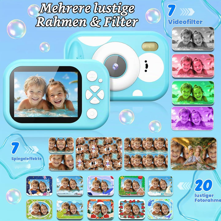 Unterwasser Kinderkamera, 48MP 1080P IP68 wasserdichte Digitalkamera Kamera Kinder mit 2,4 Zoll Bild